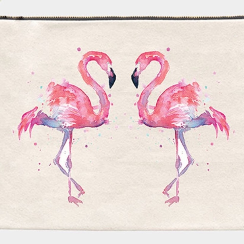🌸 Watercolor Flamingo Pouch!